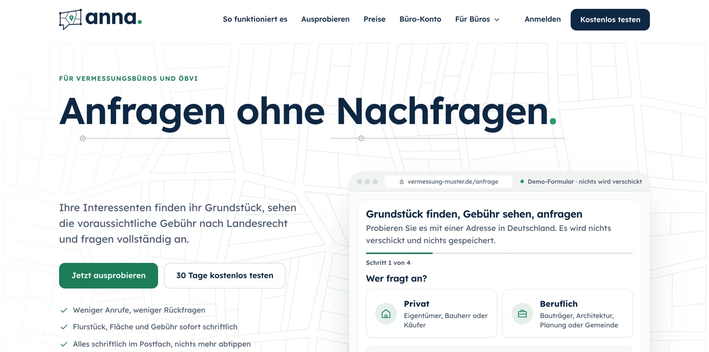 Startseite von ANNA auf frag-anna.de auf dem Desktop